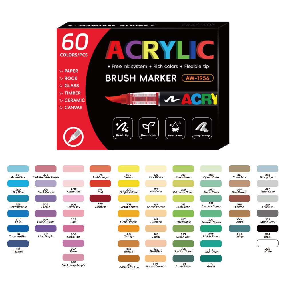 Soft-tipped straight liquid acrylic marker pen, 168 colors, non-transparent and stackable marker pen, student art drawing pen Application Scenario