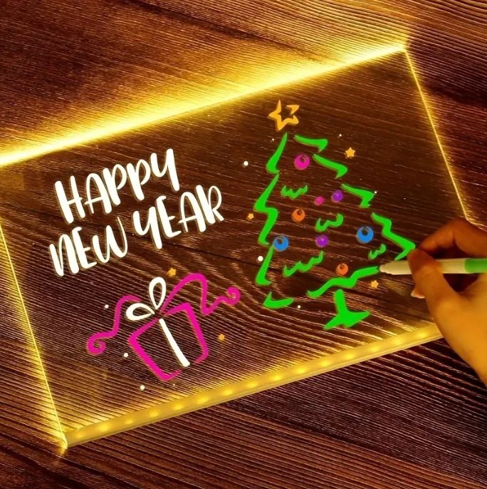 可擦写透明亚克力儿童家用发光留言板摆摊手写价格黑板移动写字板详情6