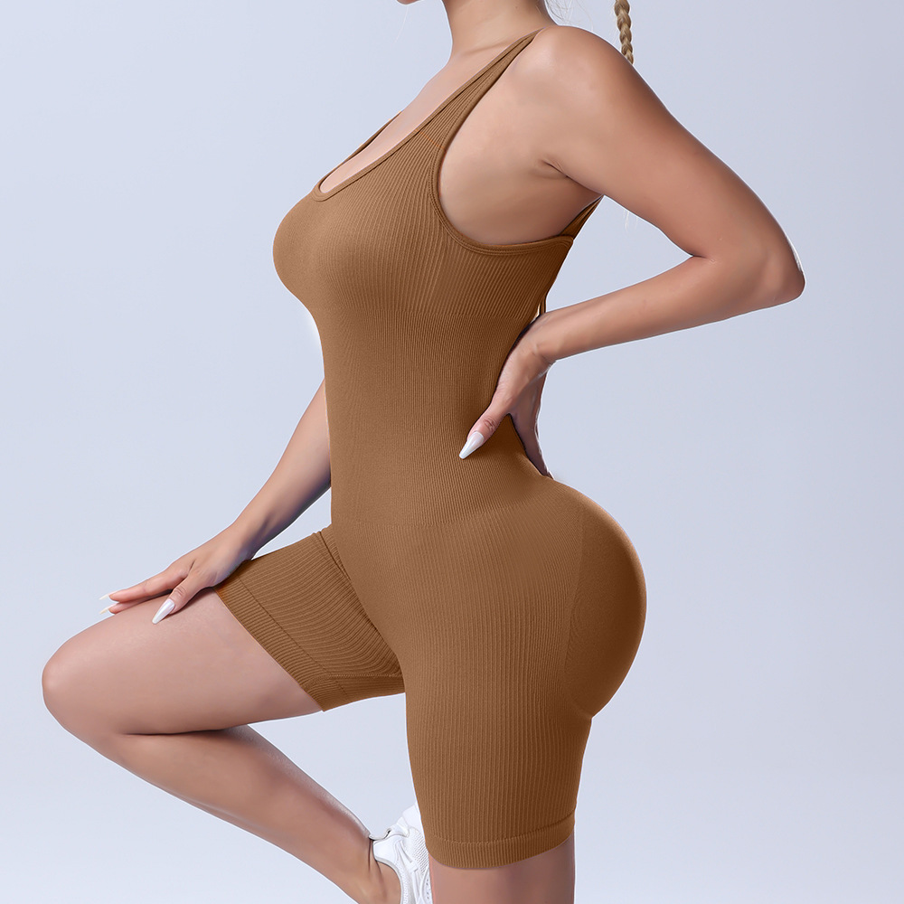 New cross-border seamless peach-butt yoga pants, cross-back sexy one-piece fitness wear and yoga wear set for women's summer