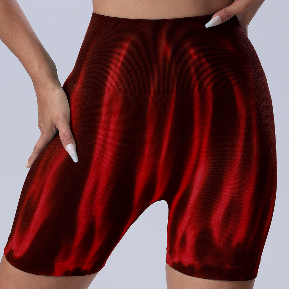 European and American seamless color aurora yoga shorts, women's high-waisted, hip-lifting and belt-tightening gradient yoga pants, sports and fitness pants for summer