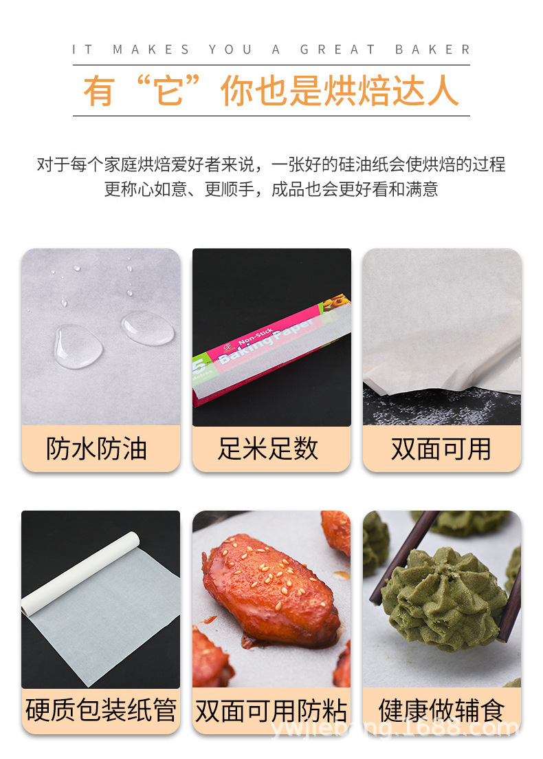 【 Factory Wholesale 】 Double-sided silicone oil paper, baking oil paper, barbecue paper, cooking paper 20m pic 2