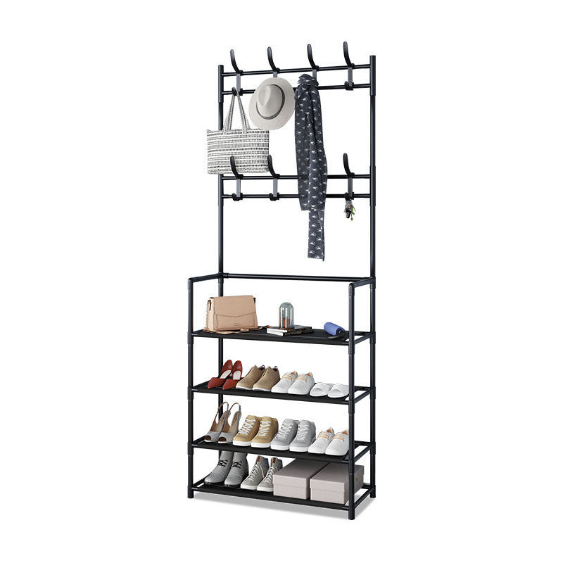 Wholesale of cross-border coat racks, simple floor-standing multi-functional clothes hangers, modern and simple metal shoe racks and storage racks Application Scenario