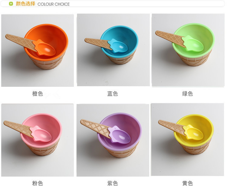 Ice cream bowl set, ice cream spoon and bowl tableware set, creative children's cartoon bowl set wholesale details Picture