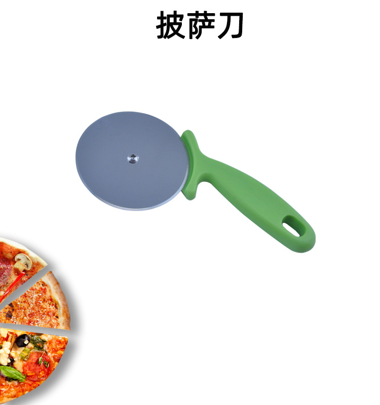 Stainless steel pizza knife, plastic pizza roller knife, round pancake knife, creative kitchenware and baking tools pic 1