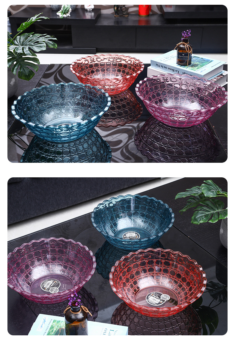 A PET simple European-style patterned fruit platter for living room snacks, direct supply for home fruit storage pic 6