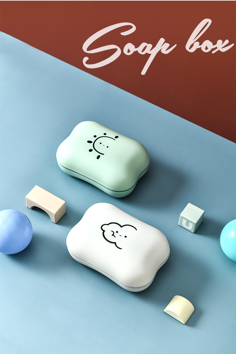 0480 Creative Soap Box, cute large soap box with lid, draining storage box, Home cartoon soap tray pic 14