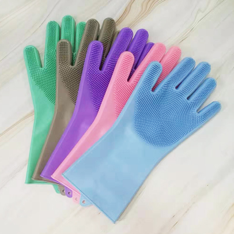 Dishwashing gloves, kitchen washing gloves, silicone cleaning gloves, heat-insulating and wear-resistant kitchen household cleaning gloves wholesale pic 4