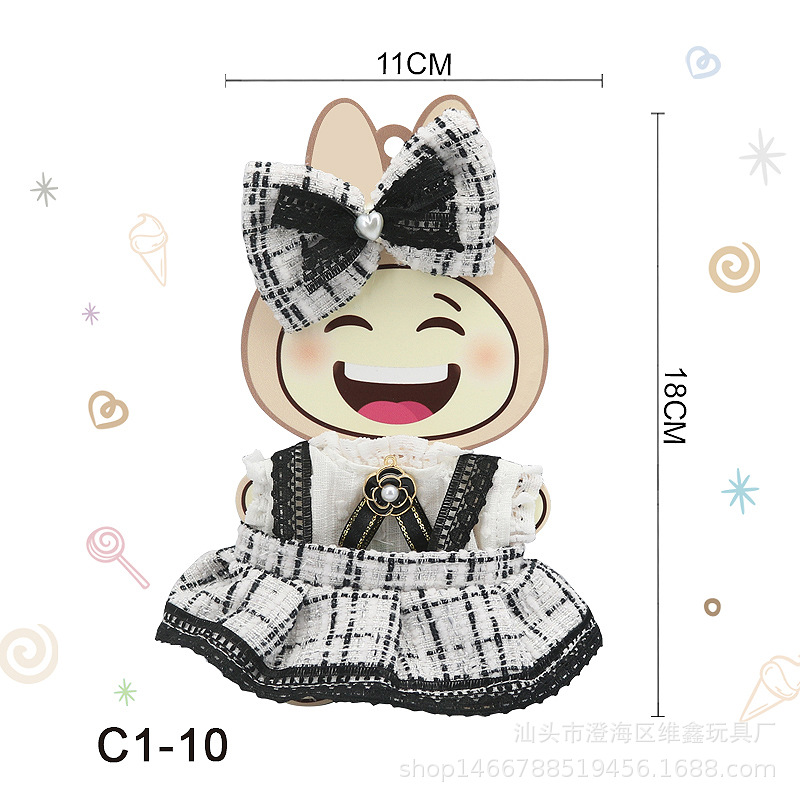 新款一二三代拉坐坐派对挂件18cm娃衣bubu公仔甜美香香风裙子详情4