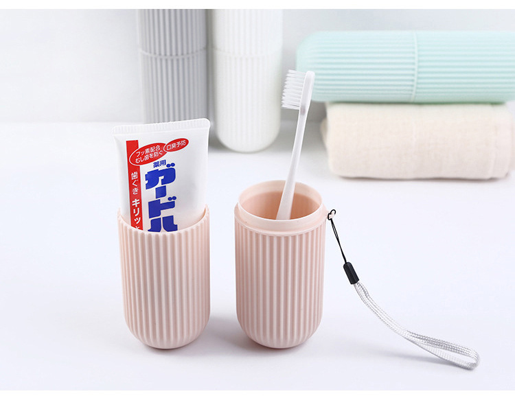 Travel toothbrush box, vertical stripe portable toiletry cup, brushing cup, toothbrush box, toothbrush jar, toothpaste storage cylinder pic 6