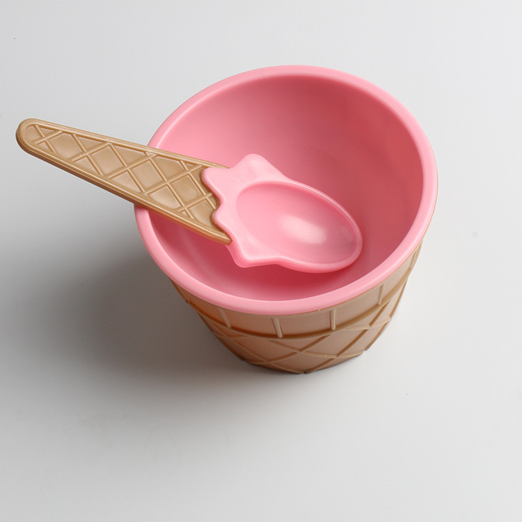 Ice cream bowl set, ice cream spoon and bowl tableware set, creative children's cartoon bowl set wholesale Specification image