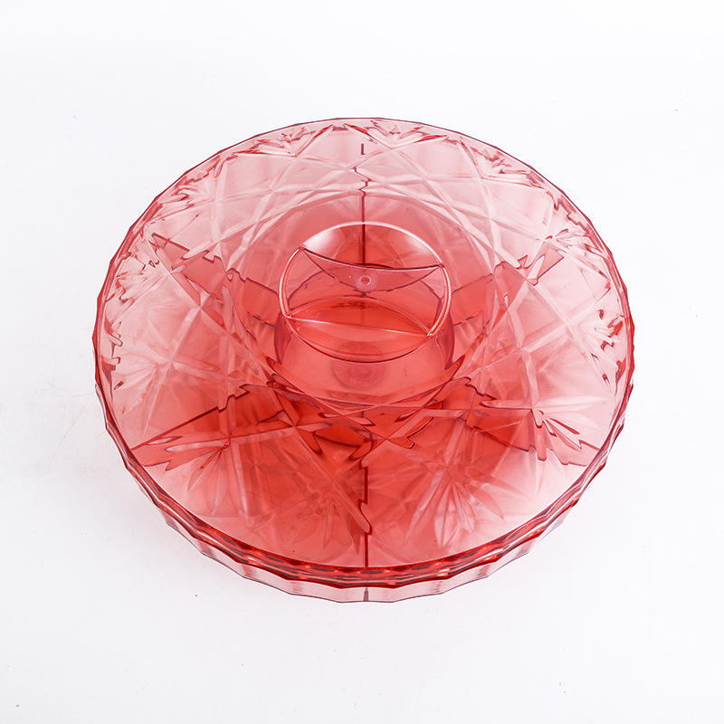 Crystal compartments candy plate, home simple snack solid-color storage box, creative plastic lid-covered melon seed and nut box Specification image