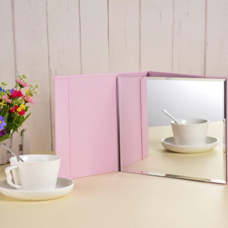 Mirror makeup mirror, PU folding desktop portable, student desktop dressing mirror, Douyin same style small gift mirror Mirror makeup mirror, PU folding desktop portable, student desktop dressing mirror, Douyin same style small gift mirror