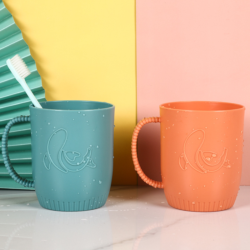 5073 solid-color mouthwash cup, household plastic simple brushing cup, creative pattern couple water cup, single-layer PP toothbrush cup details Picture