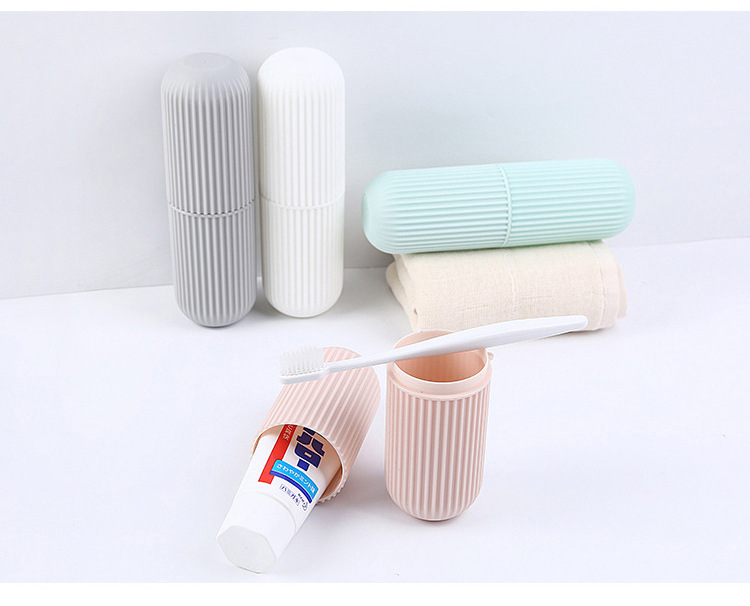 Travel toothbrush box, vertical stripe portable toiletry cup, brushing cup, toothbrush box, toothbrush jar, toothpaste storage cylinder pic 8