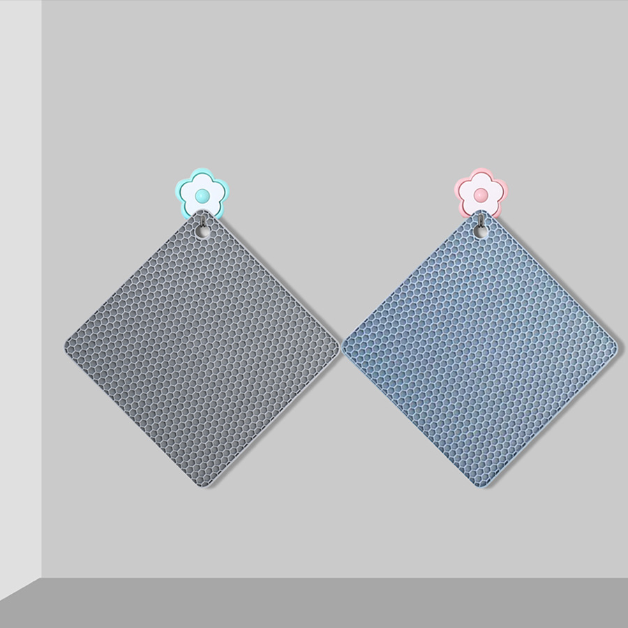75G square silicone honeycomb pad, Nordic-style household heat insulation pot and dish pad, thickened kitchen microwave oven pad details Picture