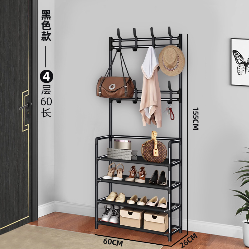 Wholesale of cross-border coat racks, simple floor-standing multi-functional clothes hangers, modern and simple metal shoe racks and storage racks Item Picture