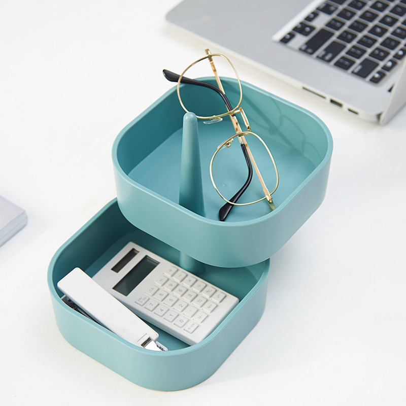 The rotating storage box, ear, necklace, jewelry box, candy box, and home living room storage box can be stacked details Picture