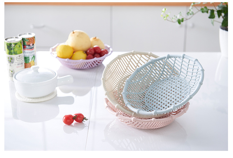 Creative hollowed-out fruit basket, living room plastic snack plate, kitchen simple vegetable square draining basket pic 12