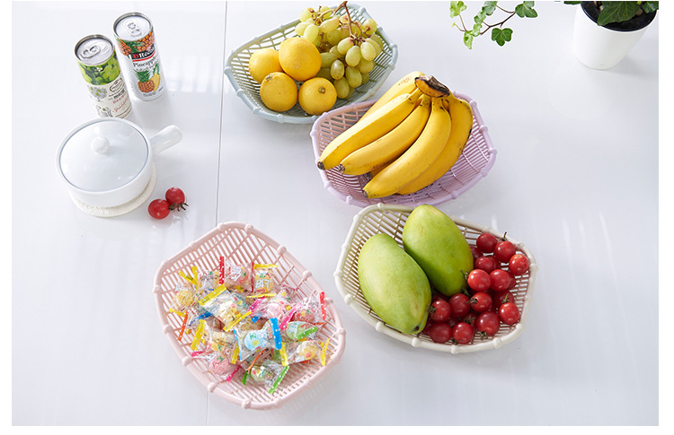 Creative hollowed-out fruit basket, living room plastic snack plate, kitchen simple vegetable square draining basket pic 11