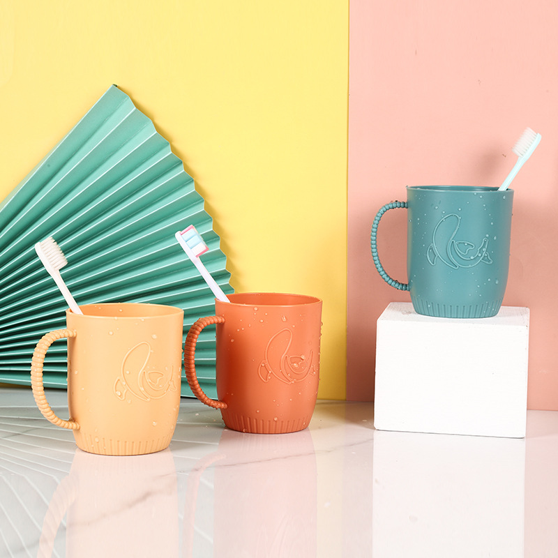 5073 solid-color mouthwash cup, household plastic simple brushing cup, creative pattern couple water cup, single-layer PP toothbrush cup Specification image