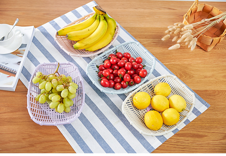 Creative hollowed-out fruit basket, living room plastic snack plate, kitchen simple vegetable square draining basket pic 5