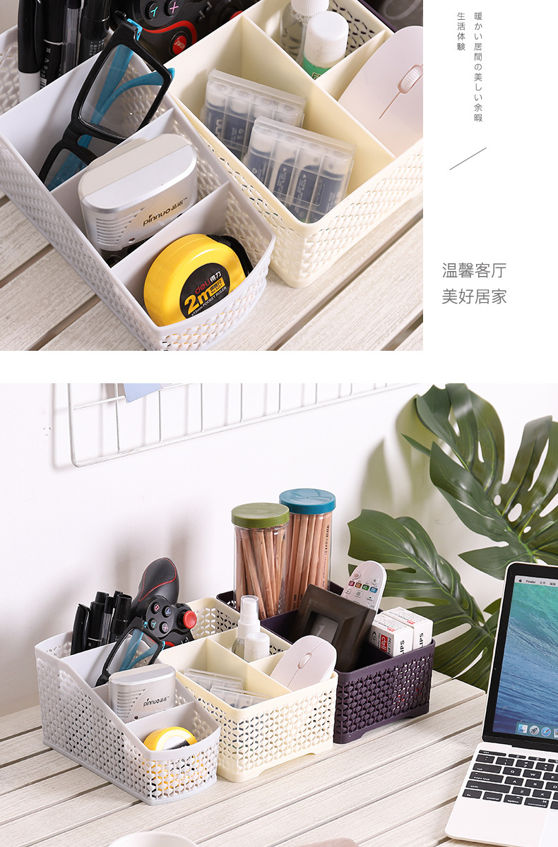 Practical and multi-functional desktop storage box for home use, hollowed-out large-capacity storage box, shock-resistant office and makeup storage box pic 8