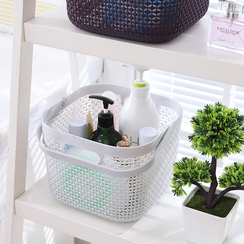 New PP material thick and durable storage basket, household hollowed-out item storage basket, indoor storage basket Specification image