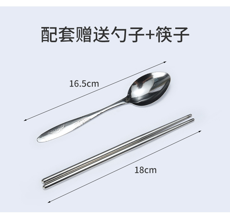 Factory direct supply 304 stainless steel lunch box with chopsticks, large-capacity compartmentalized lunch box with soup bowl pic 11