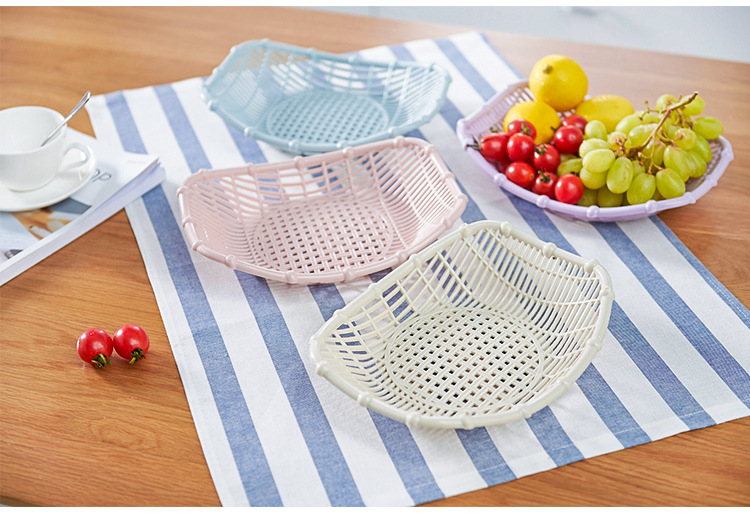 Creative hollowed-out fruit basket, living room plastic snack plate, kitchen simple vegetable square draining basket pic 8