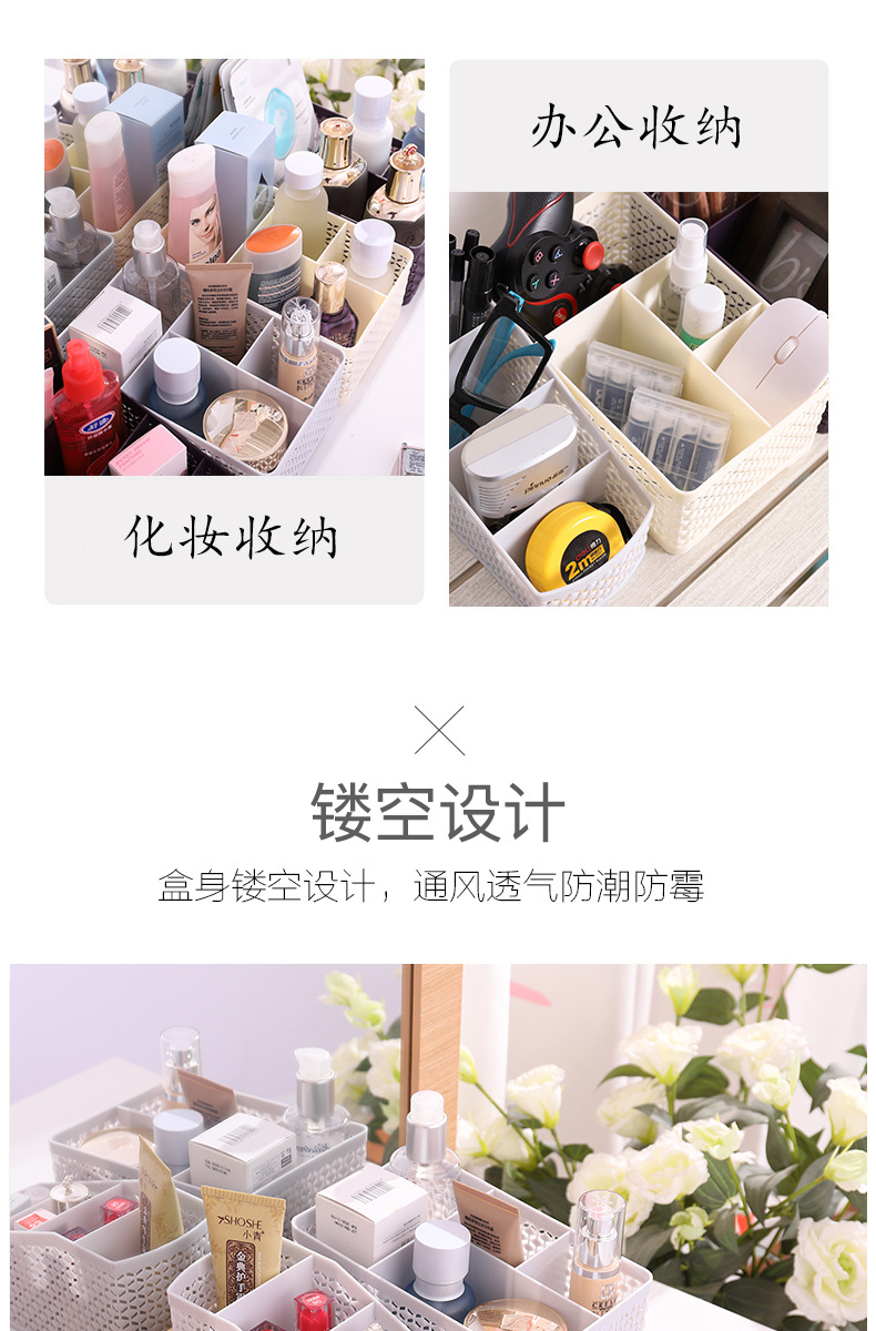 Practical and multi-functional desktop storage box for home use, hollowed-out large-capacity storage box, shock-resistant office and makeup storage box pic 3