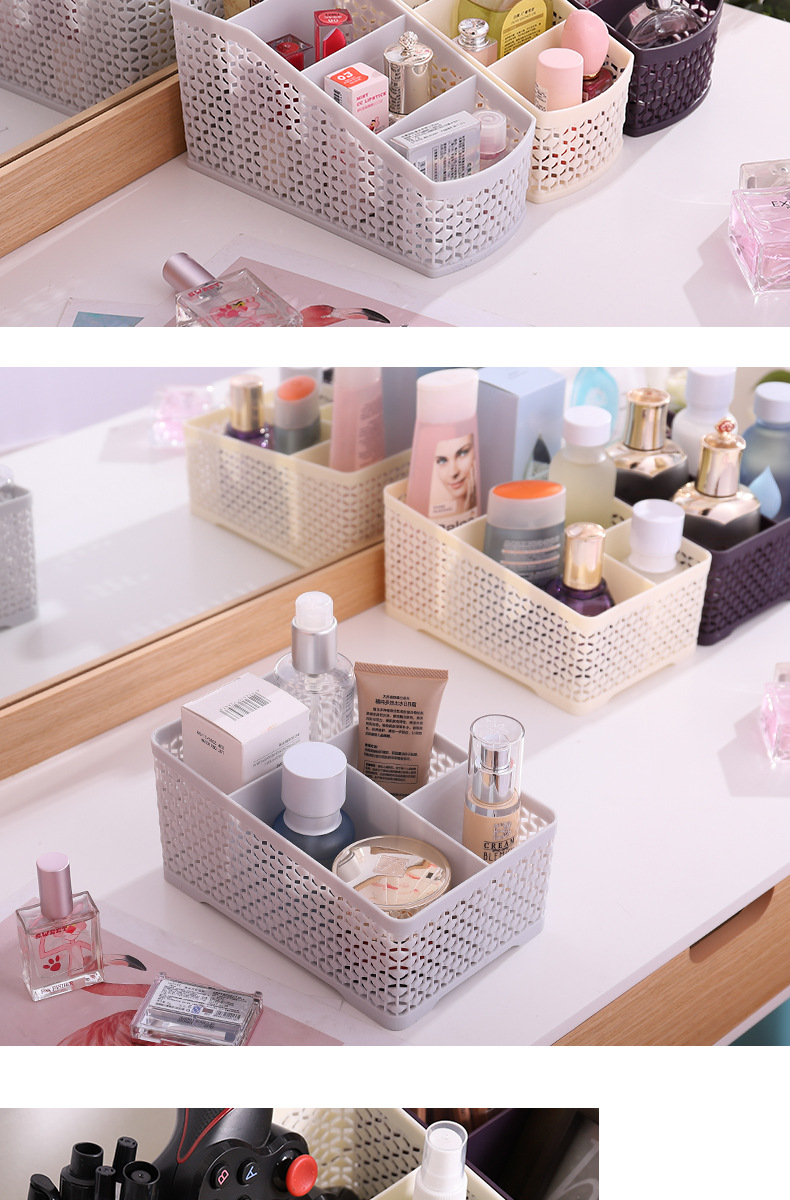Practical and multi-functional desktop storage box for home use, hollowed-out large-capacity storage box, shock-resistant office and makeup storage box pic 7