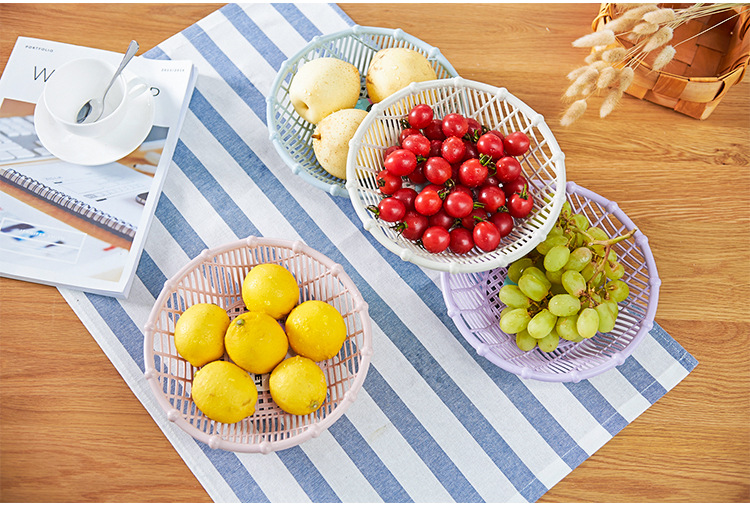 Creative hollowed-out fruit basket, living room plastic snack plate, kitchen simple vegetable square draining basket pic 9
