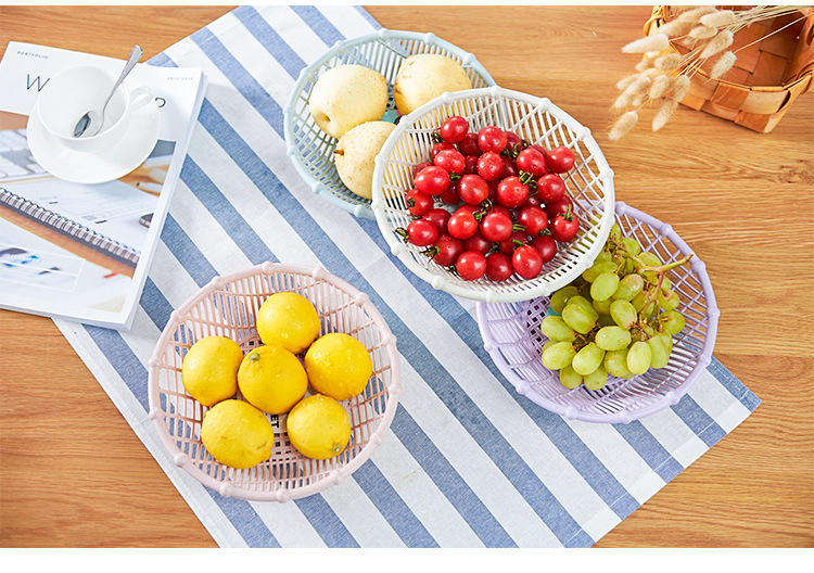 Creative hollowed-out fruit basket, living room plastic snack plate, kitchen simple vegetable square draining basket pic 6
