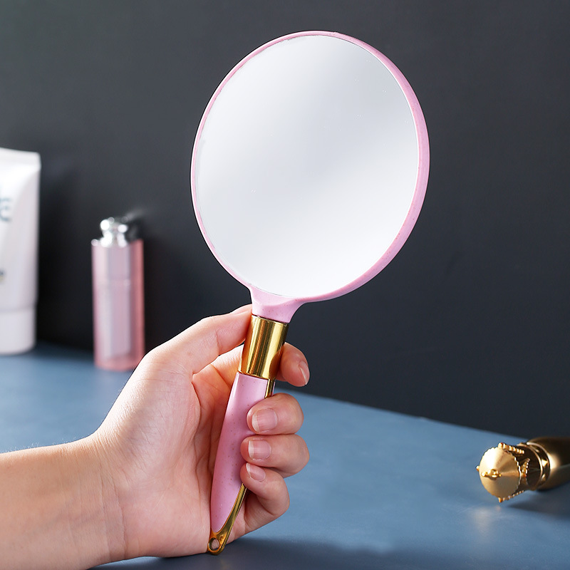 High-definition handle makeup mirror, European-style handheld beauty handle mirror, portable and portable, high-end retro patterned mirror wholesale Specification image