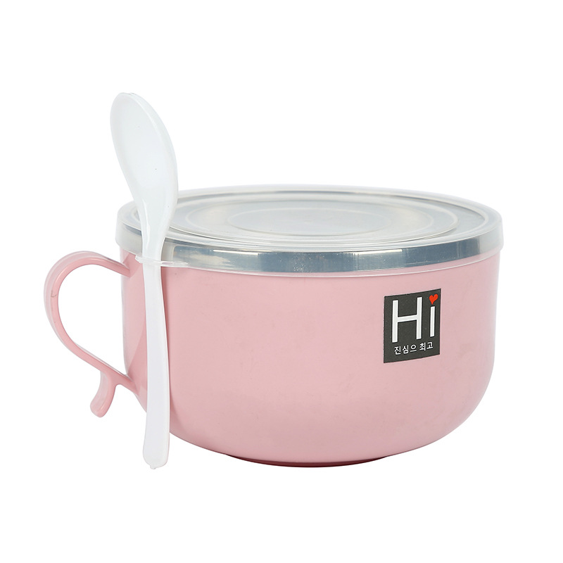 Stainless steel instant noodle bowl, bento, insulated lunch box, handle with spoon, student, adult, office worker lunch box, sealed lunch box Application Scenario