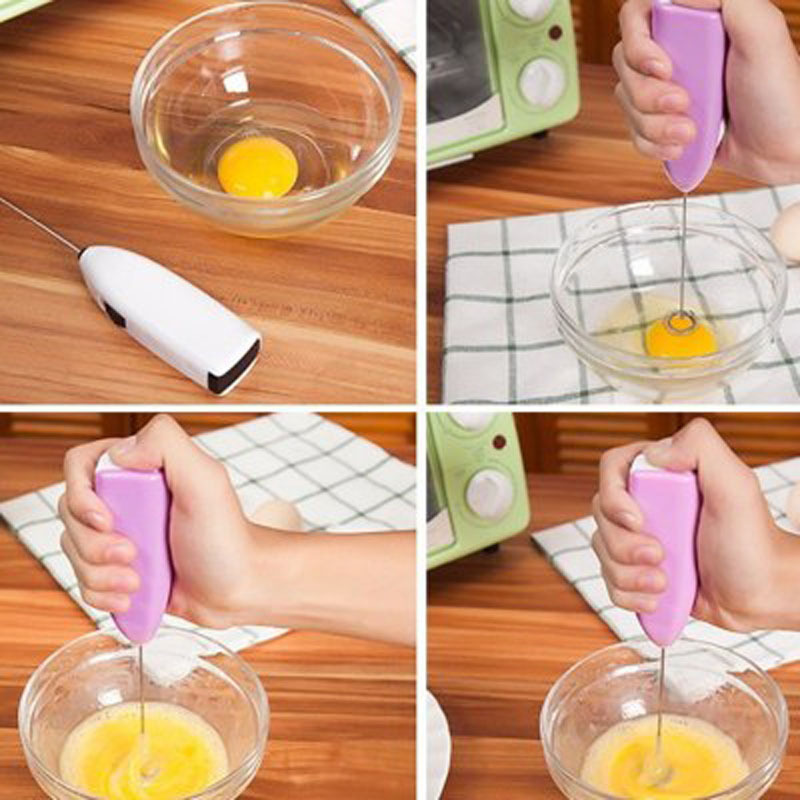 Electric handheld household kitchen egg beater, mini stainless steel egg, coffee and milk tea blender details Picture