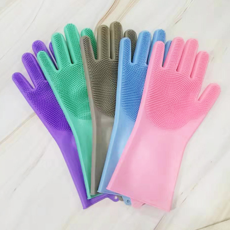 Dishwashing gloves, kitchen washing gloves, silicone cleaning gloves, heat-insulating and wear-resistant kitchen household cleaning gloves wholesale pic 2