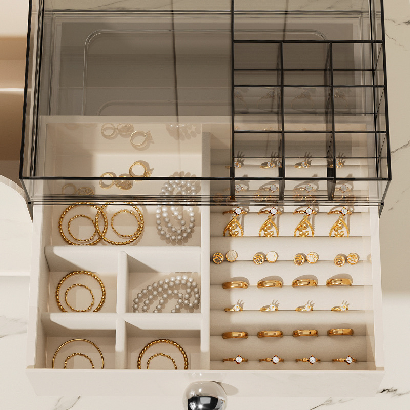 Cosmetics storage box desktop, high-end and exquisite skin care product organization box, dressing table, perfume shelf details Picture