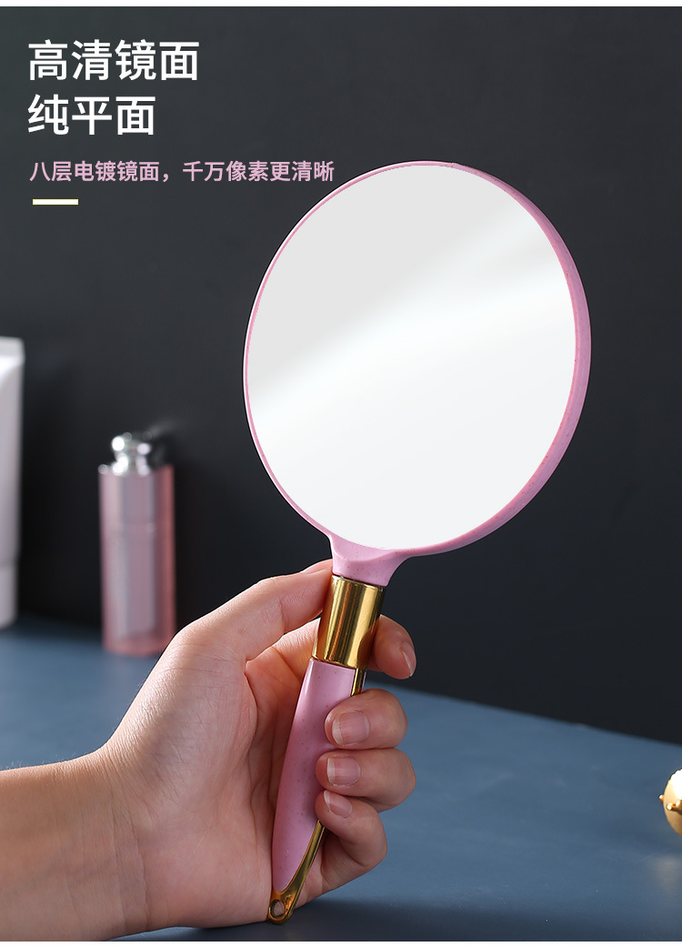 High-definition handle makeup mirror, European-style handheld beauty handle mirror, portable and portable, high-end retro patterned mirror wholesale pic 5