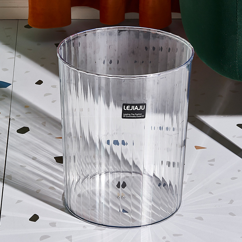PET tempered transparent trash can, household living room and kitchen storage bucket, toilet and bathroom wastebasket, uncovered garbage bin PET tempered transparent trash can, household living room and kitchen storage bucket, toilet and bathroom wastebasket, uncovered garbage bin