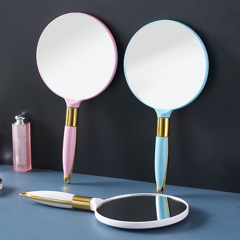 High-definition handle makeup mirror, European-style handheld beauty handle mirror, portable and portable, high-end retro patterned mirror wholesale details Picture