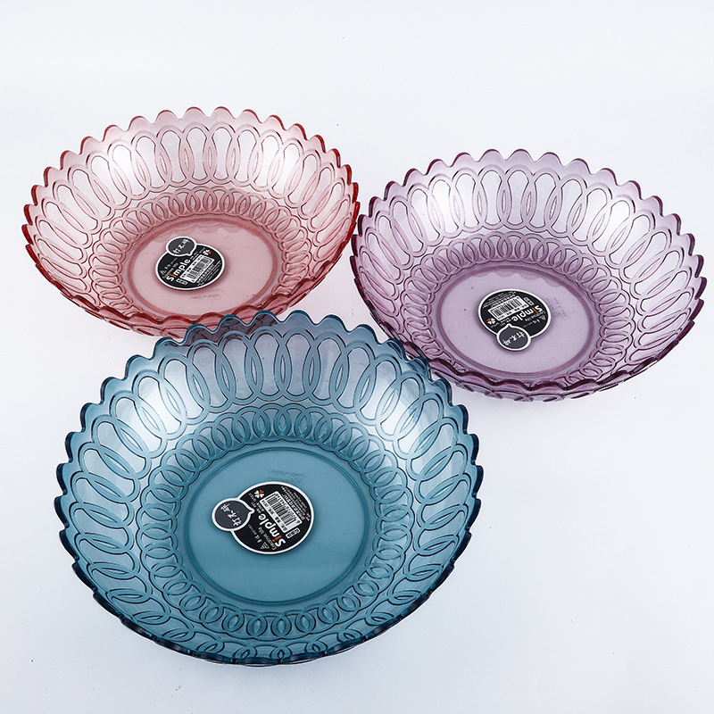 New living room PET crystal fruit plate, coffee table, fruit and snack storage tray, modern and simple patterned fruit storage
