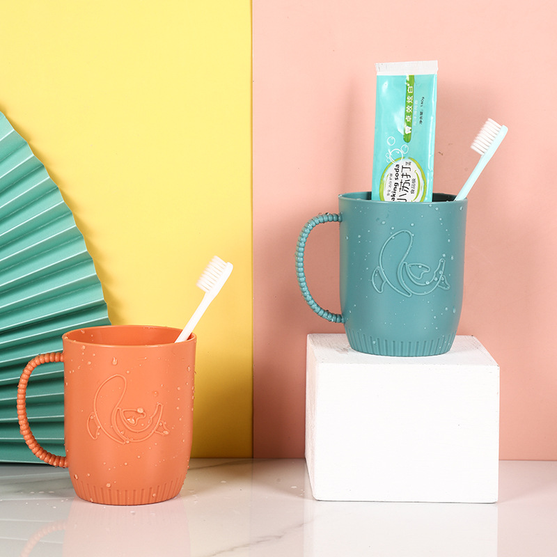 5073 solid-color mouthwash cup, household plastic simple brushing cup, creative pattern couple water cup, single-layer PP toothbrush cup