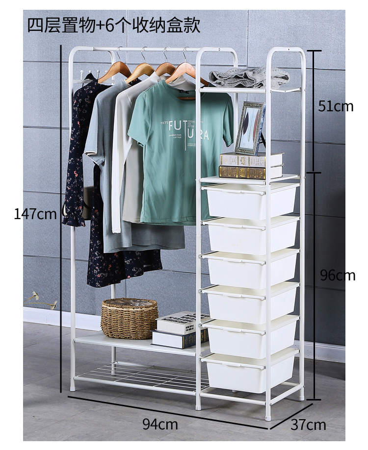 Simple and portable clothes drying rack, household student bedroom hanging rack, Japanese multi-layer organizing and storage cabinet, clothes drying rack pic 19