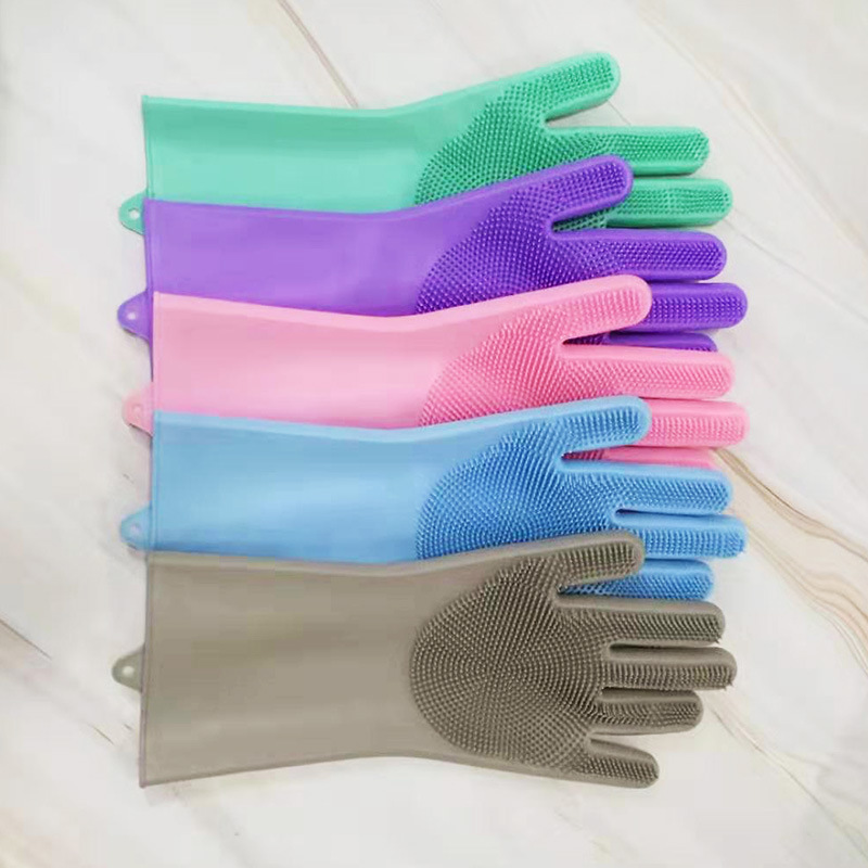 Dishwashing gloves, kitchen washing gloves, silicone cleaning gloves, heat-insulating and wear-resistant kitchen household cleaning gloves wholesale pic 3