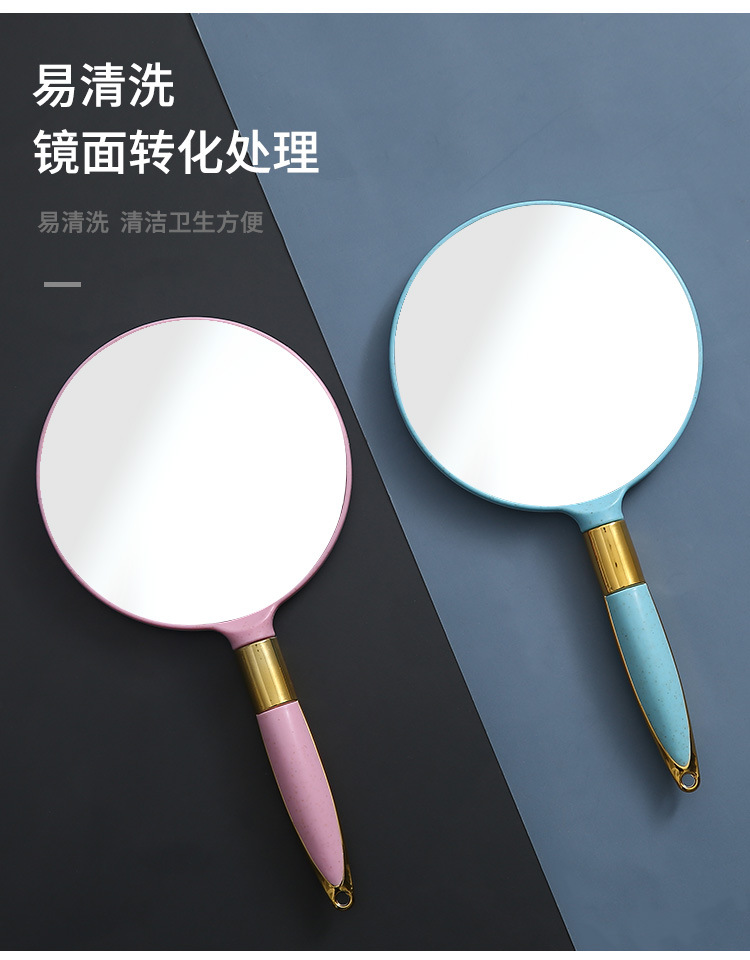 High-definition handle makeup mirror, European-style handheld beauty handle mirror, portable and portable, high-end retro patterned mirror wholesale pic 7