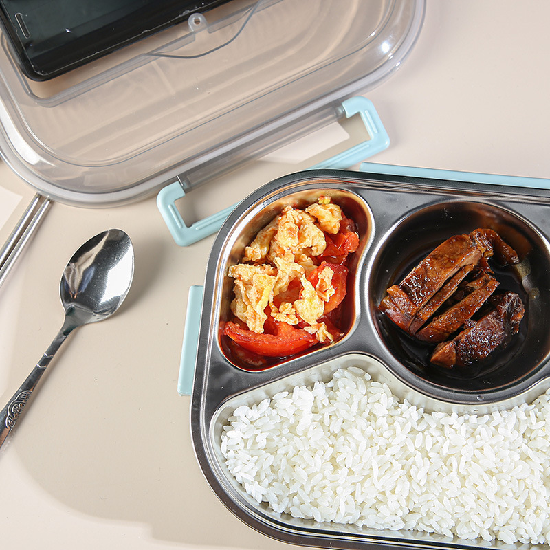 Factory-supplied stainless steel insulated lunch boxes, convenient lunch boxes for students to go to work, fast food boxes, and insulated compartments details Picture