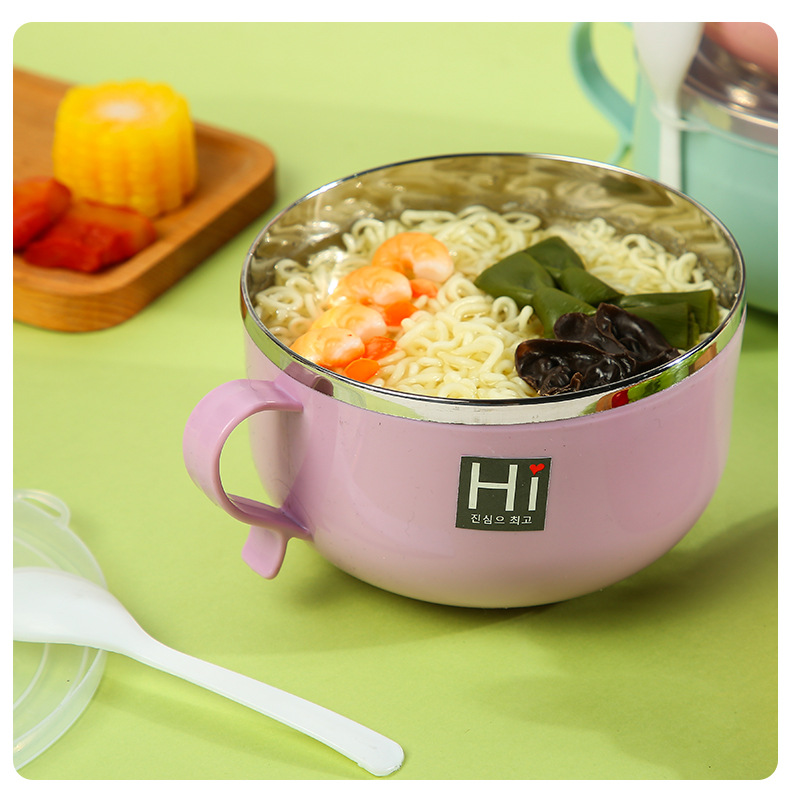 Stainless steel instant noodle bowl, bento, insulated lunch box, handle with spoon, student, adult, office worker lunch box, sealed lunch box pic 6
