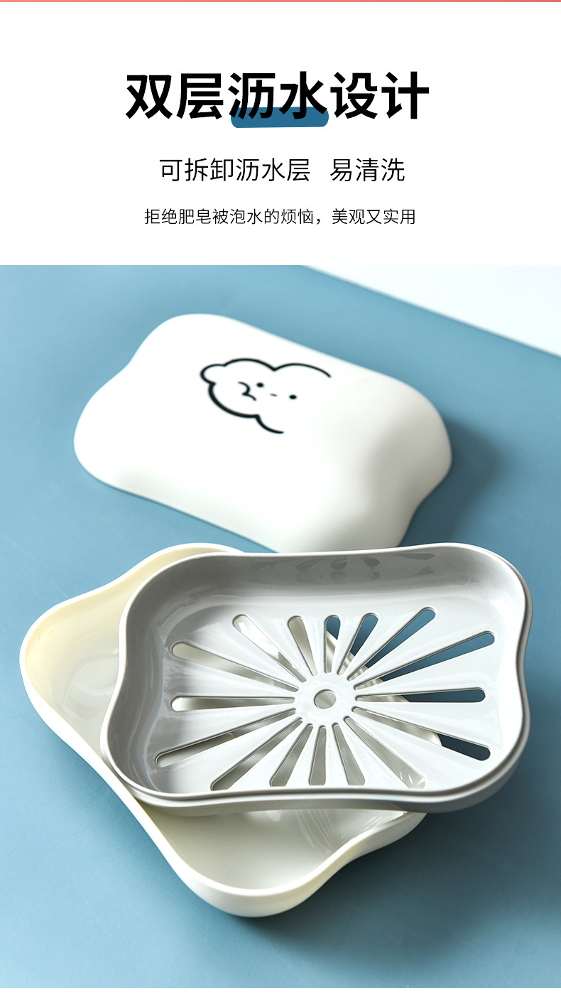 0480 Creative Soap Box, cute large soap box with lid, draining storage box, Home cartoon soap tray pic 7