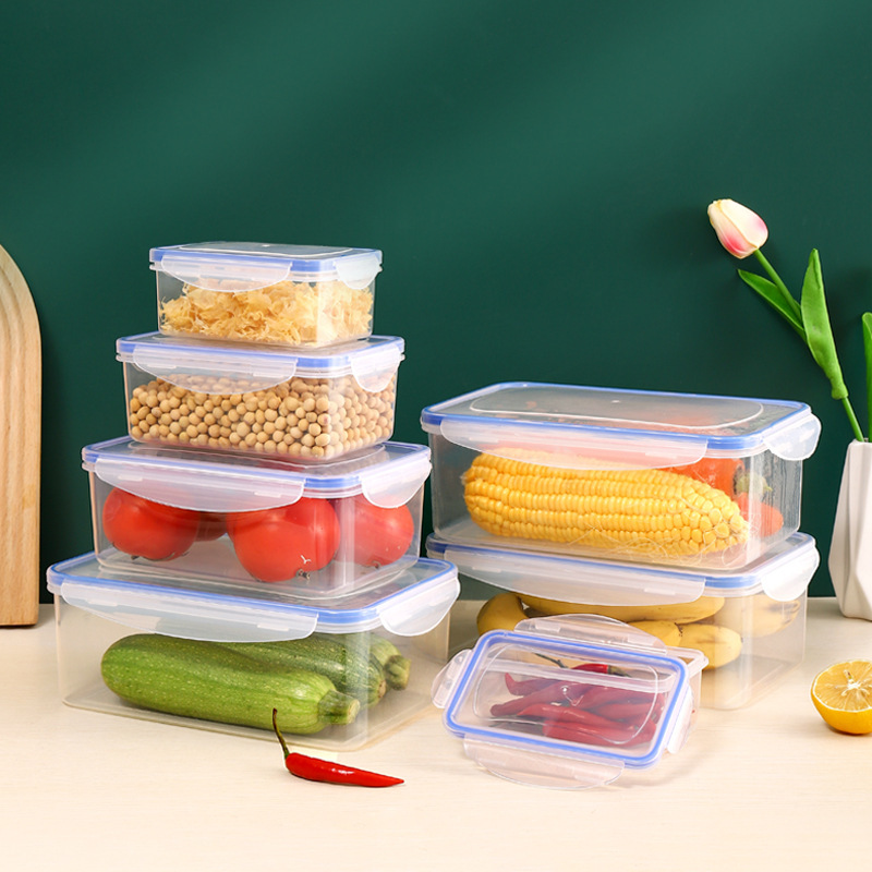 Transparent sealed food storage box, thickened refrigerator storage box, food freezing box, kitchen square storage box for grains and cereals